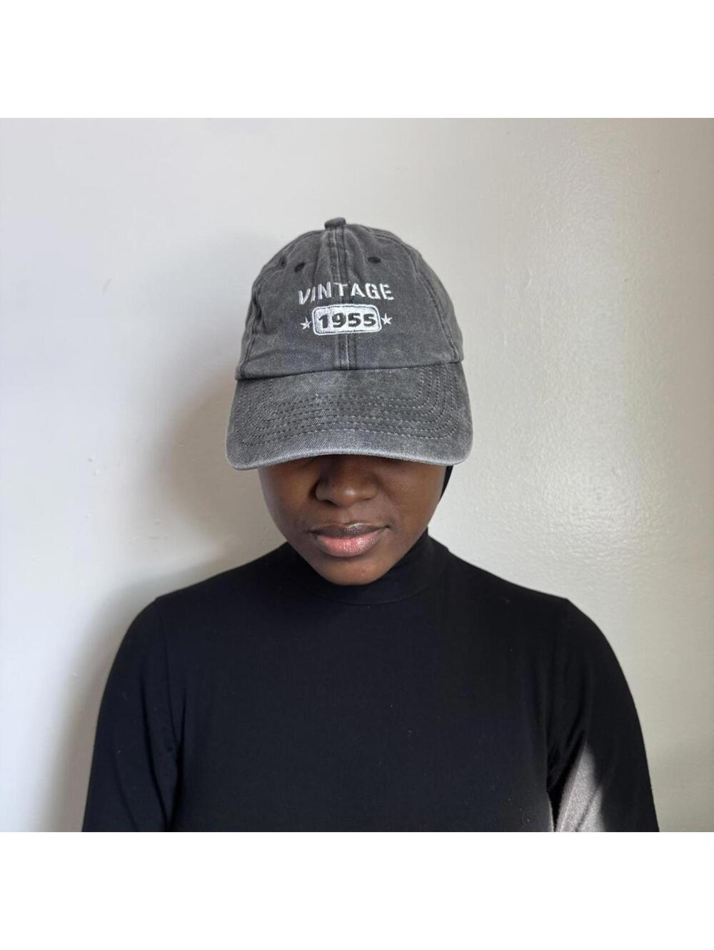 Vintage 1955 Washed Charcoal Distressed Dad Hat
